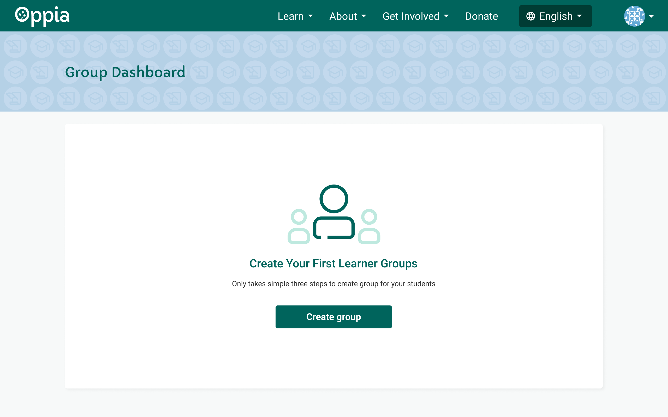 After: illustrated empty state with Create Group prompt