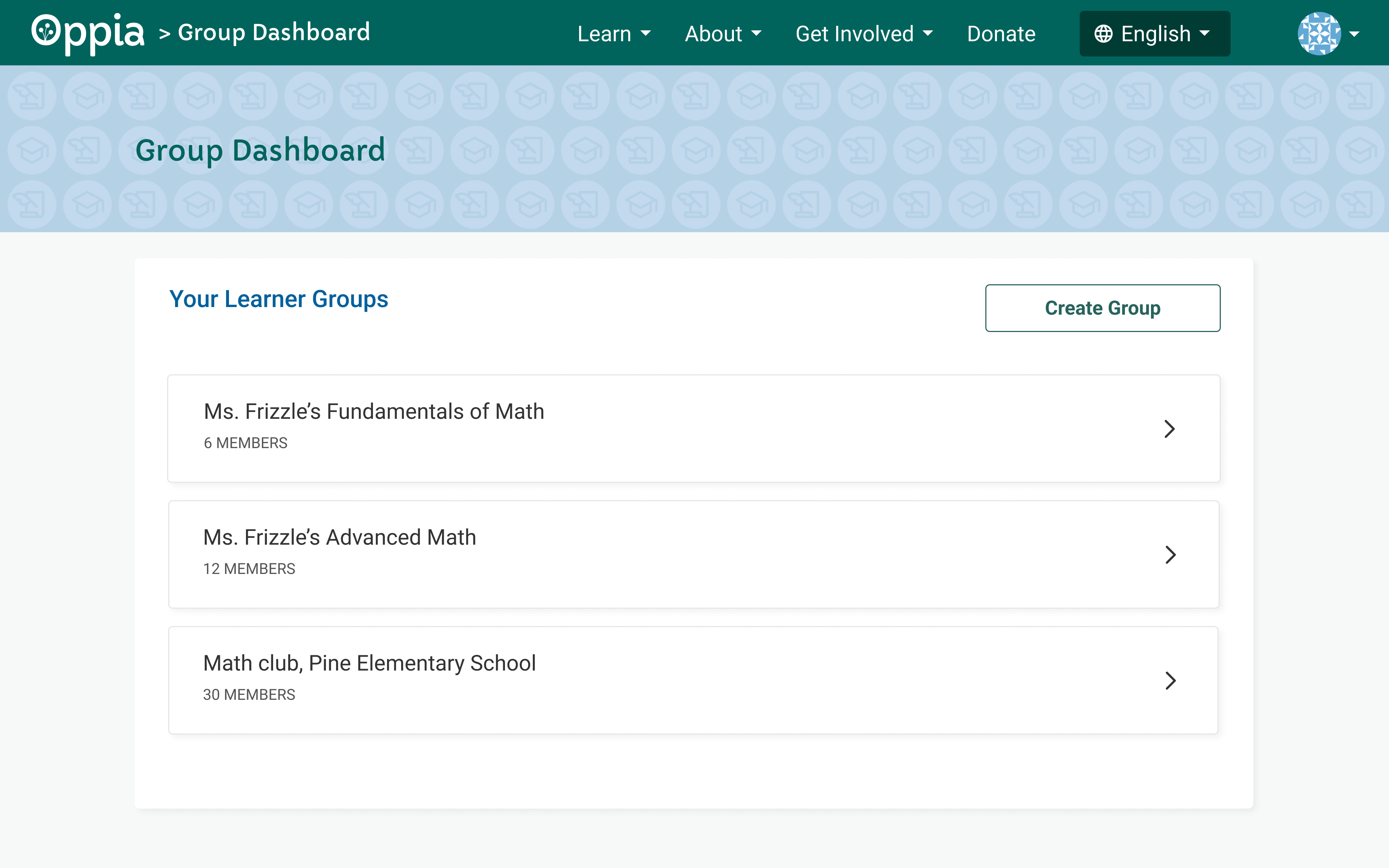 Final learner group dashboard